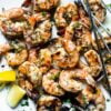1 Skewers of Grilled Shrimp Infused with Garlic