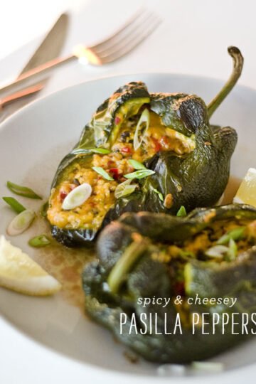 1Pasilla peppers filled with a savory stuffing. 1