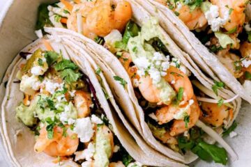 1Tasty Shrimp Tacos featuring Creamy Avocado Sauce