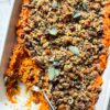 Savory Crumble Topped Sweet Potato Casserole