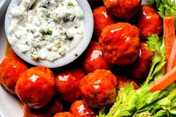 Buffalo Chicken Meatballs 3 Buffalo Chicken Meatballs foodiecrush.com 15 768x1152 1