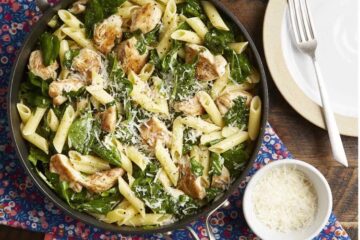 Chicken Spinach Skillet Pasta with Lemon Parmesan