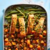 Ginger Tahini Oven Baked Salmon Vegetables