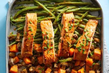 Ginger Tahini Oven Baked Salmon Vegetables