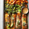 Sheet Pan Salmon with Sweet Potatoes Broccoli