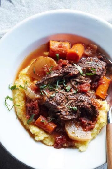 Slow Cooker Braised Beef with Carrots Turnips