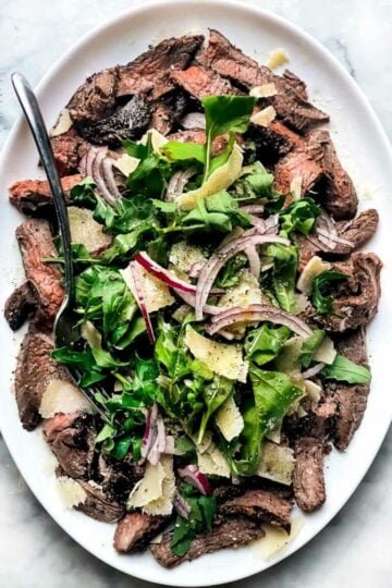 Grilled Flank Steak with Arugula and Parmesan