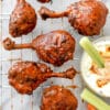 Buffalo Chicken Drumsticks with Blue Cheese Dressing