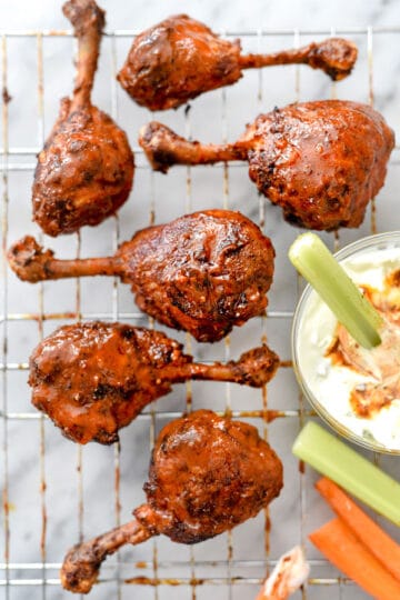 Buffalo Chicken Drumsticks with Blue Cheese Dressing