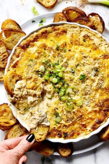 This hot crab dip requires less than 10 minutes of hands-on prep and is a crowd pleaser every time. It's simple, but oh so good!