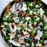 Kale Salad with Cranberries, Apple and Cheddar Cheese