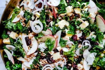 Delicious Kale Salad with Cranberries, Apple and Cheddar Cheese 3 Kale Salad with Cranberries, Apple and Cheddar Cheese