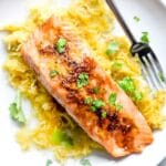 A combination of five-spice powder, brown sugar and orange zest gives a sweet but subtle flavor to this combination of salmon with a side of spaghetti squash.