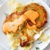 Salmon Cakes Red Pepper Cream 8