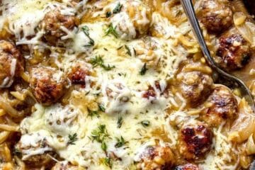 Delicious French Onion Orzo with Meatballs Recipe 9 French Onion Meatballs with Orzo foodiecrush.com 19 768x1152 1