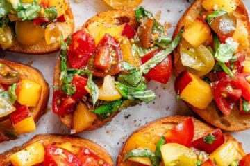 Peach & Tomato Bruschetta 7 Peach Tomato Bruschetta everydaydeliciouskitchen.com 11