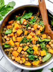 Delicious Curry Lentil Soup with Butternut Squash and Greens