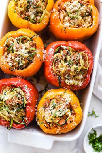 1 Spiralized Zucchini Quinoa and Turkey Sausage Stuffed Peppers