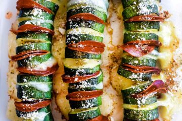 1 Stuffed Zucchini Hasselback Pepperoni Pizza Style