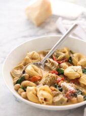 Delicious Creamy Tortellini Soup with Artichokes