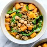 2 Curry Lentil Soup with Butternut Squash and Greens