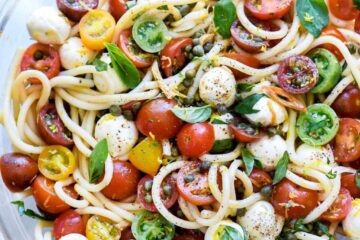 Caprese Pasta Salad with Garlic Marinated Tomatoes 6 Caprese Pasta Salad with Garlic Marinated Tomatoes001