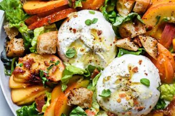 Peach Panzanella Salad with Burrata and Bacon everydaydeliciouskitchen.com 015