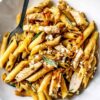 Penne Pasta with Chicken Caramelized Onions and Blue Cheese