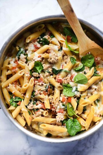 Penne Pasta with Turkey and Spinach everydaydeliciouskitchen.com 004 683x1024 1