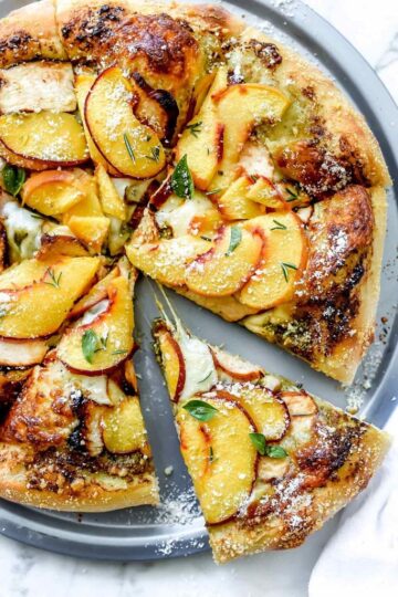 Pesto Pizza with Balsamic Chicken and Peaches 1