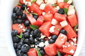 Red White and Blue Watermelon Blueberry Fruit Salad 3 Red White and Blue Salad everydaydeliciouskitchen.com 8
